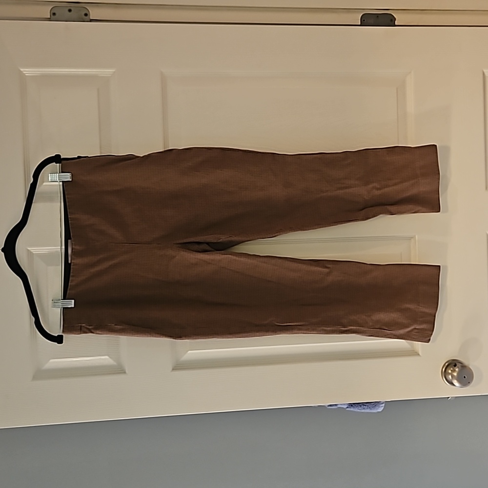 Everlane Tan Plaid Kick Cropped Work Pants Size 12